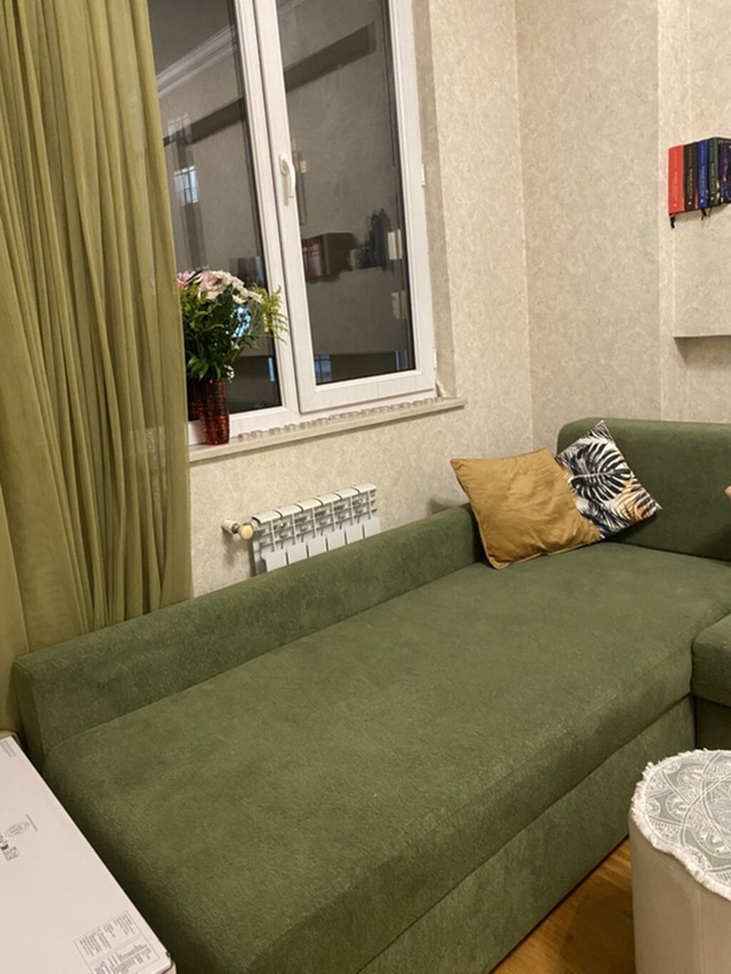 Yaşıl rəngli L formalı künc divan - Müasir minimal dizayn, düz — Divanlər, Bakı (3)