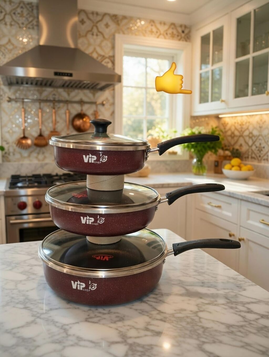 VIP Chef 3-lü tava dəsti - Çoxölçülü set: 3 müxtəlif diametrli tava — Jaketlər, Digah (7)