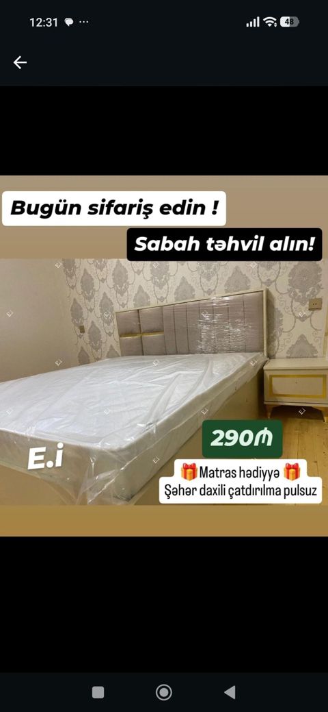 Yataq dəsti – yumşaq başlıq və müasir dizayn - Ölçü: tək nəfərlik — Bakı
