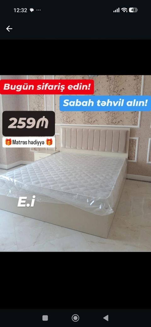 Məhsul: Yumşaq başlıqlı ikinəfərlik çarpayı dəsti - Rəng: krem-bej — Bakı