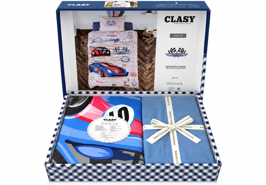 Uşaq yataq dəsti Clasy Garage Series Göy/Ağ — Mallar, Bakı (2)