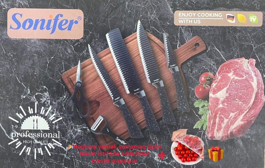 Mətbəx bıçaqları dəsti BB-001717, qara — Mallar, Bakı