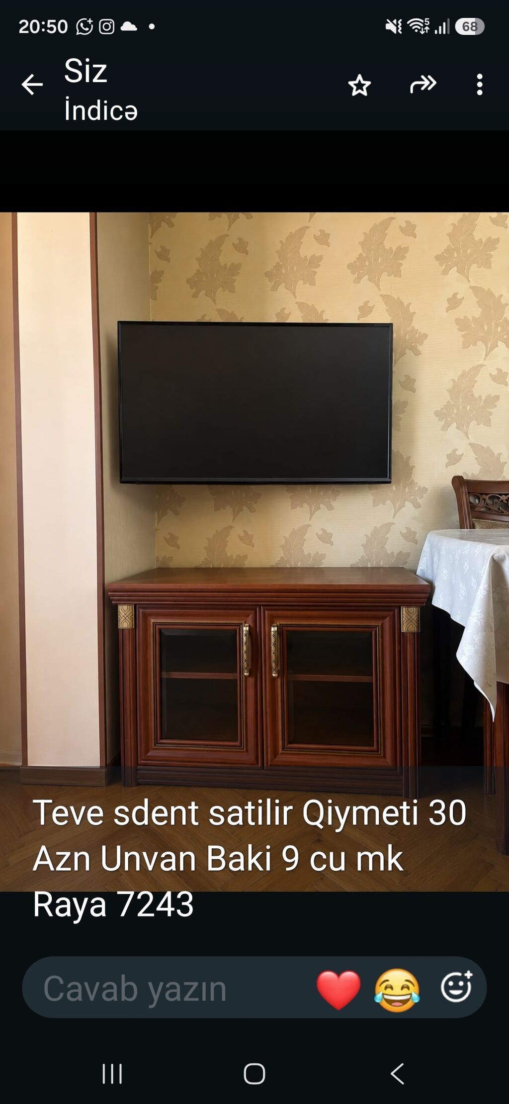 TV stendi - Material: taxta konstruksiya, şüşə qapılı iki bölmə — Televizor altlıqları və standlar, Sumqayıt