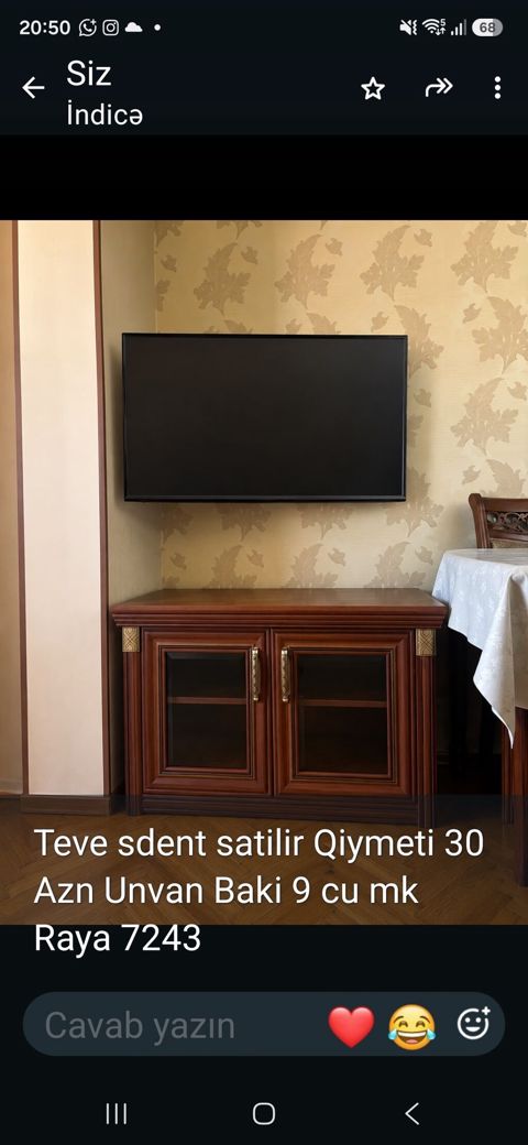 TV stendi - Material: taxta konstruksiya, şüşə qapılı iki bölmə — Sumqayıt