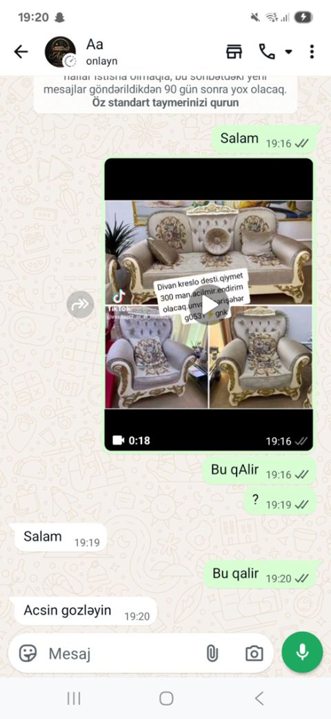 Divan, İşlənmiş, Açılmayan, Bazasız, Vеlur parça, Çatdırılma yoxdur — Bakı