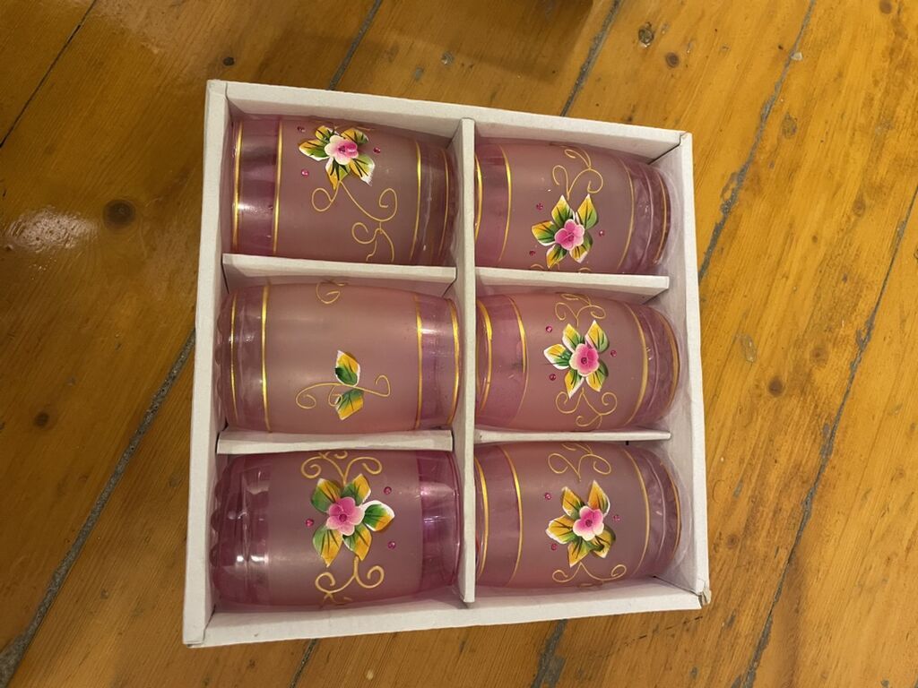 Qədəhlər, rəng - Çəhrayı, Şüşə, 6 ədədli dəst, 200 ml — Süfrə qabı, Bakı (2)