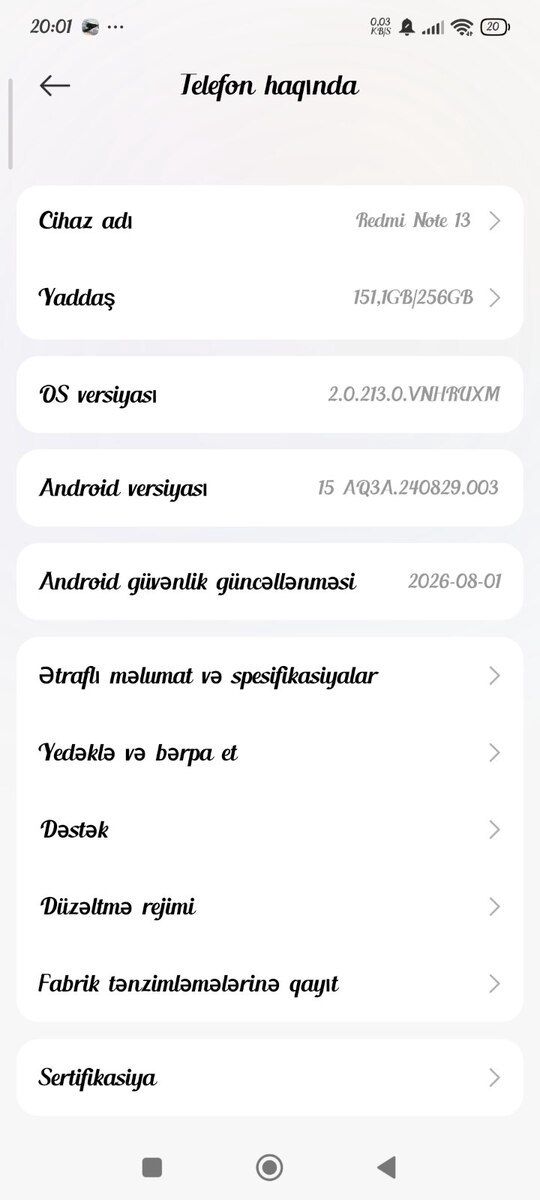 Xiaomi Redmi Note 13 Ice Blue 256GB/12GB — Smartfonlar, Bərdə (2)