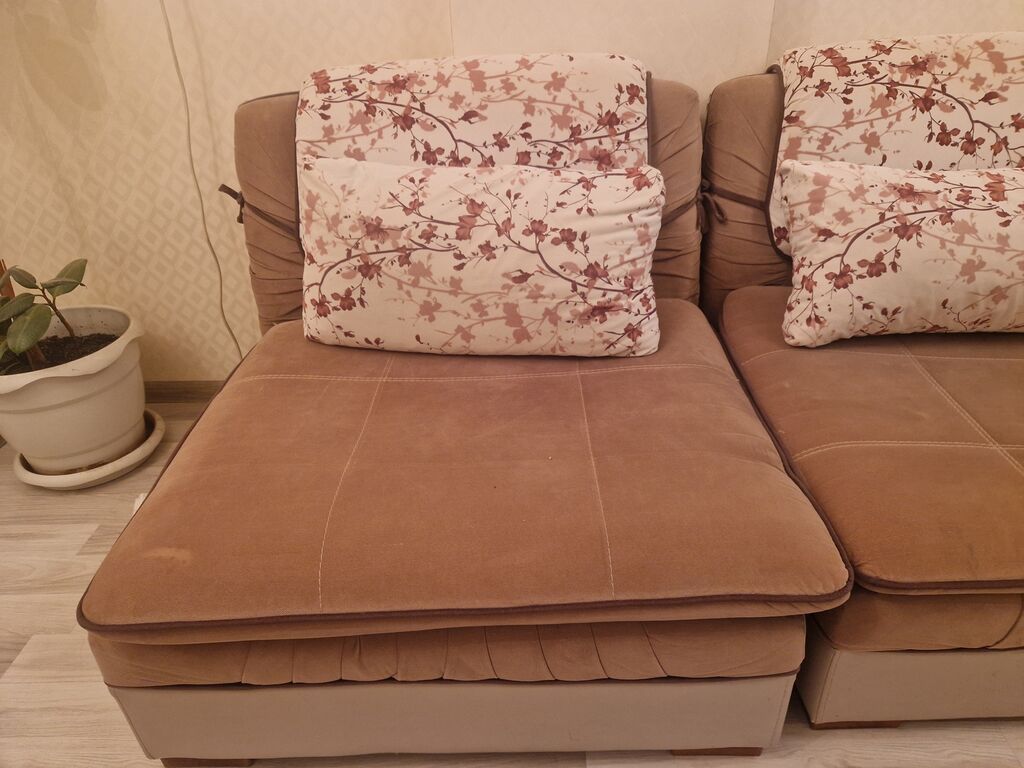 Künc tipli modullu divan dəsti - Rəng: karamelli/qəhvəyi tonlarda — Yumşaq mobilya dəstləri, Bakı (2)