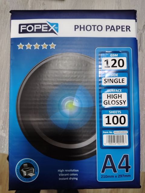 Fopex foto kağızı – A4 ölçü (210 x 297 mm) - Səth: High Glossy — Bakı