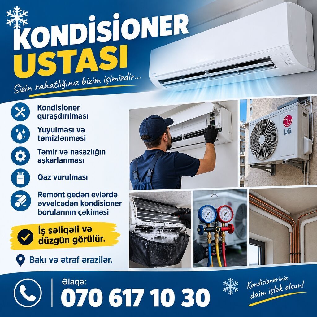 Kondisioner ustası Kondisioner quraşdırılması Yuyulması və — Kondisioner və split-sistemlər, Mehdiabad
