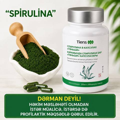 Tiens Spirulina kapsulları Məhsul təsviri: - Tərkib: Spirulina — Bakı