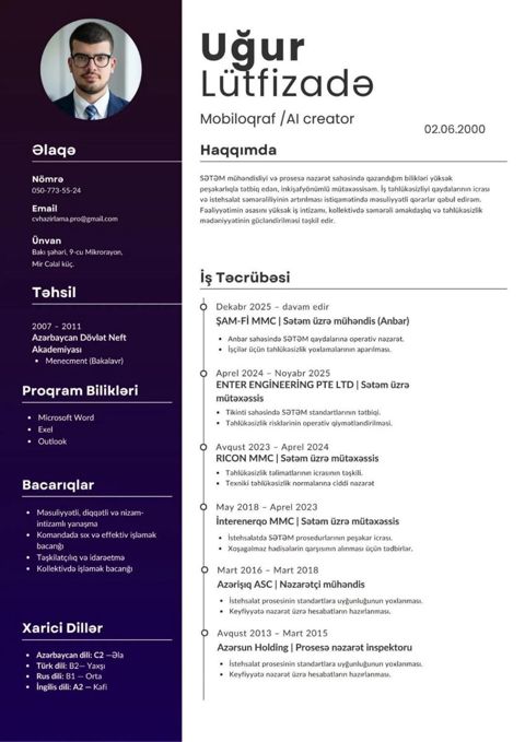 Peşəkar CV hazırlanması — Bakı