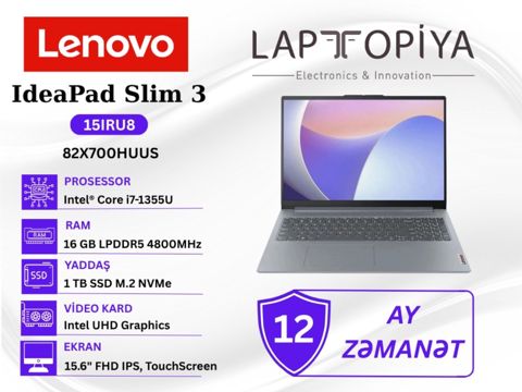 Lenovo IdeaPad Slim 3 15IRU8 (82X700HUUS) — Bakı
