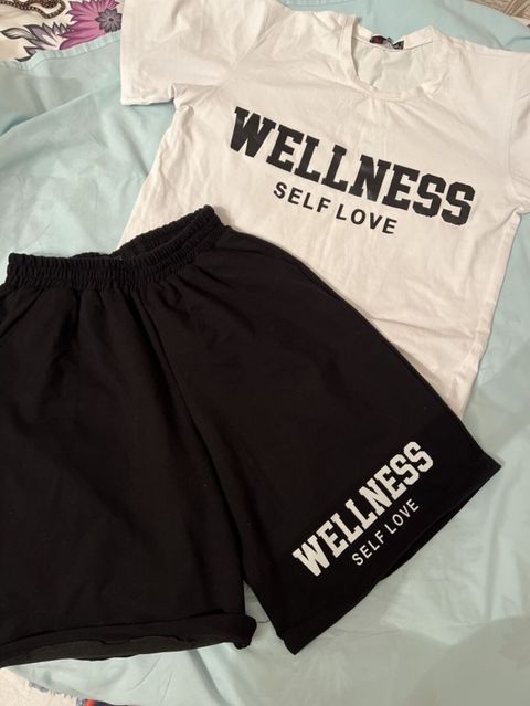 Unisex şort və köynək dəsti – “Wellness / Self Love” yazılı - Dəst: 1 — Mehdi