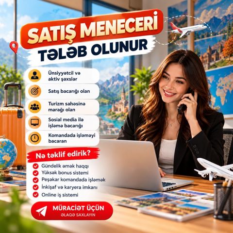 Satış meneceri tələb olunur, İstənilən yaş, Təcrübəsiz, Gündəlik ödəniş — 400 ₼ · Bakı · Satış Satış meneceri tələb olunur, İstənilən yaş, Təcrübəsiz, Gündəlik ödəniş — Bakı