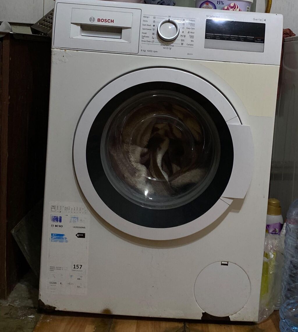 Paltaryuyan maşın Bosch, 8 kq, Təmirə ehtiyacı var, Avtomat, Qurutmasız, Ünvandan götürmə — Çamaşır maşınları, Biləsuvar