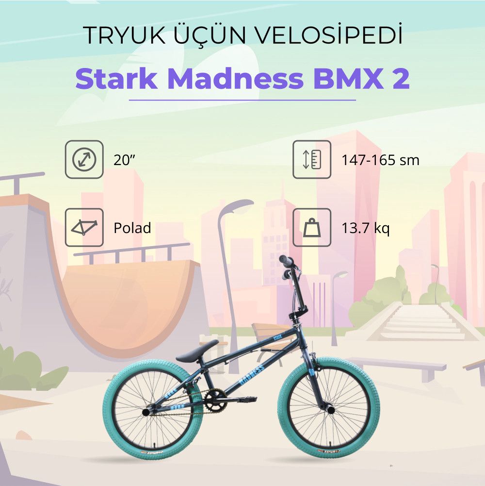 Velosiped Stark Madness BMX 2, göy, 20" — Velosipedlər, Bakı