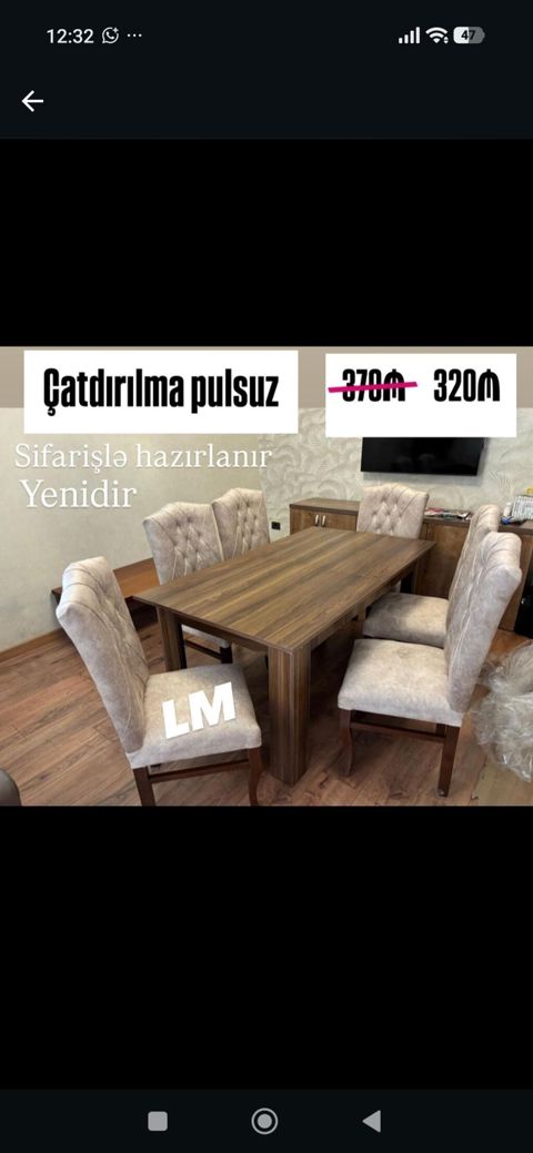 Düz masa, Mətbəx üçün, 4 nəfər — Bakı