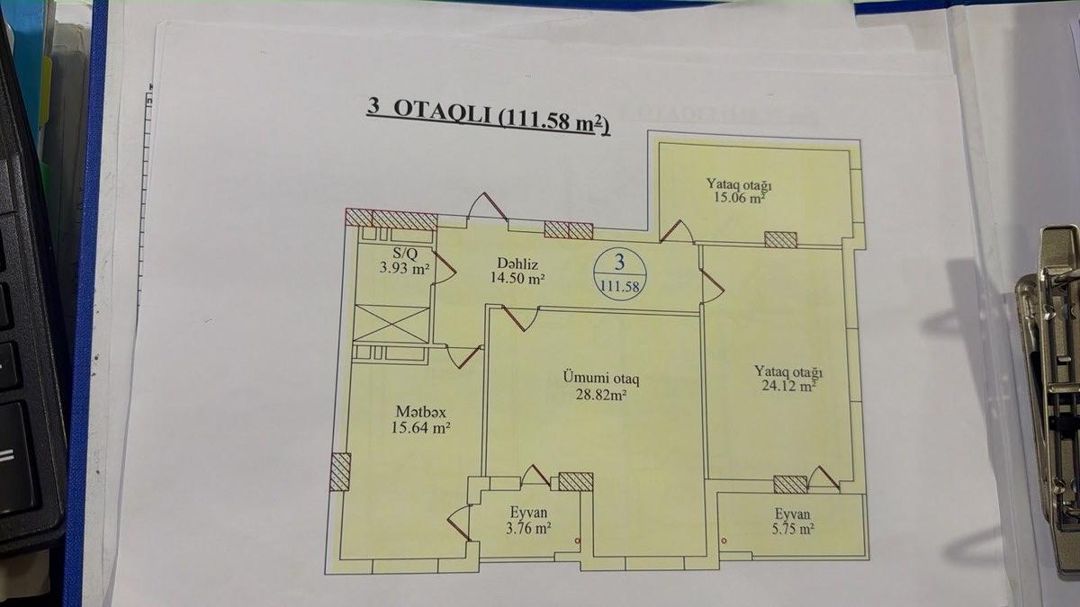 Satılır 3 otaqlı yeni tikili 111.5 m² — Mənzil, Bakı (4)