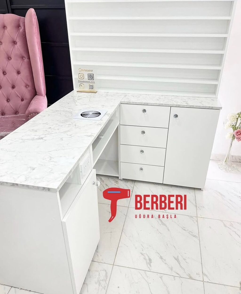 Düz masa, Siyirməli, Polkalı, Parlaq laminat — Salon mebeli, Bakı (6)