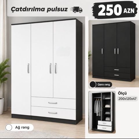 3Qapili dolab Paltar dolabı — Bakı