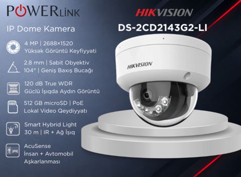 AcuSense IP Dome Təhlükəsizlik Kamerası Hikvision DS-2CD2143G2-LI — Powerlink Azərbaycan