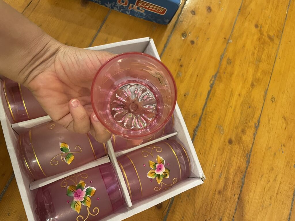 Qədəhlər, rəng - Çəhrayı, Şüşə, 6 ədədli dəst, 200 ml — Süfrə qabı, Bakı (3)