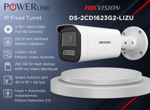 IP Varifokal Bullet Təhlükəsizlik Kamerası 2.8–12mm Hikvision DS-2CD1623G2-LIZU 2MP — Powerlink Azərbaycan