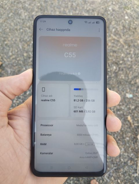 Realme C55, 256 GB, rəng - Qara, Barmaq izi, İki sim kartlı, Face ID — Gəncə