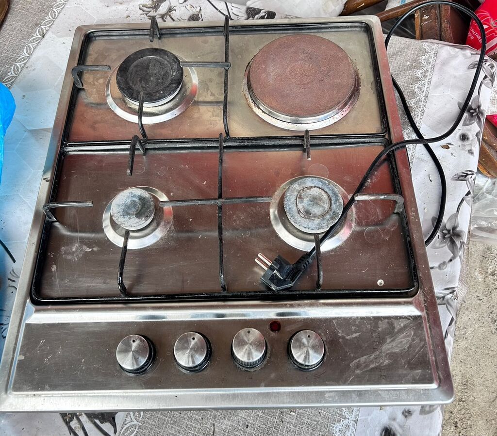 Qaz-elektrik kombinə edilmiş plitə (bord turu) - 4 göz: 3 qaz ocağı + — Plitələr, Bakı (2)