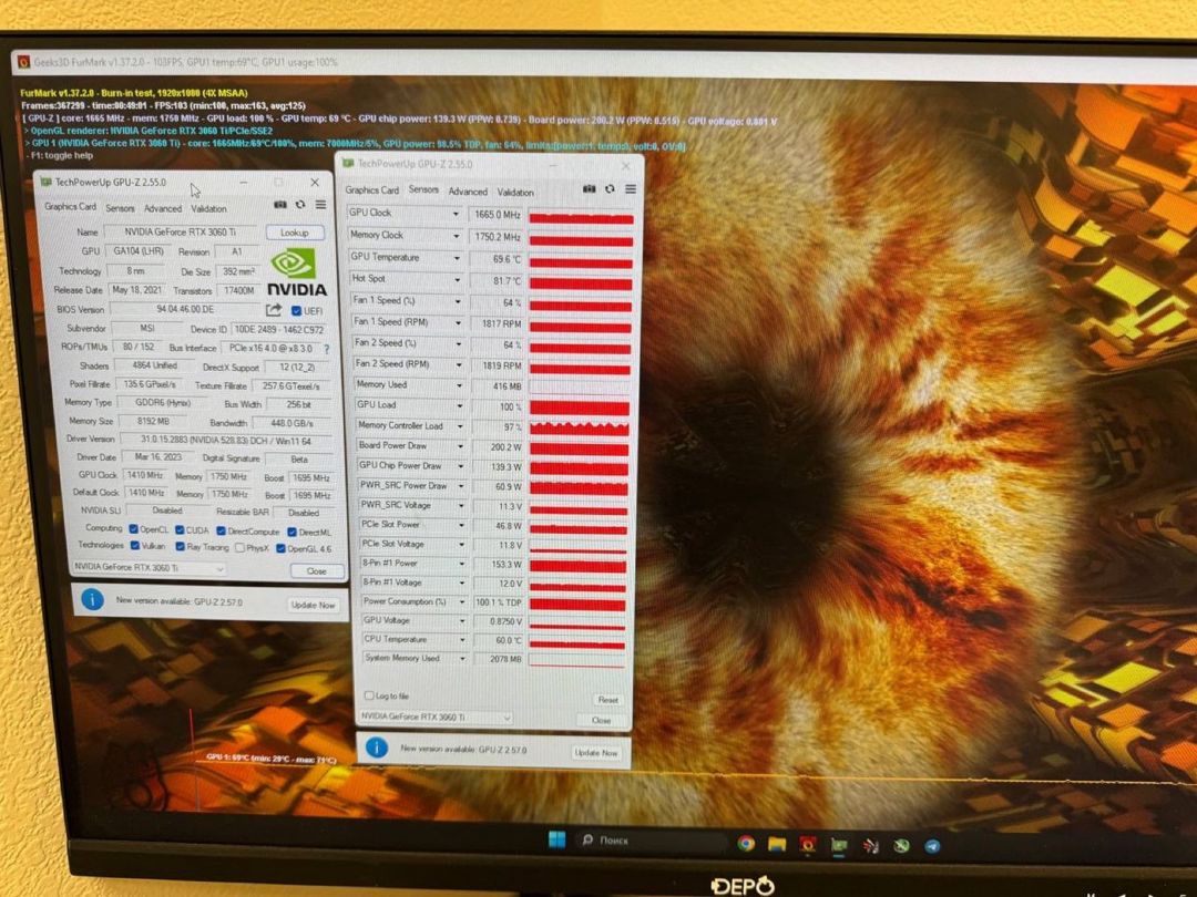 Msı GeForce RTX 3060 Ti OCV1 lhr (rfb) — Kompüterlər və noutbuklar, Bakı (6)