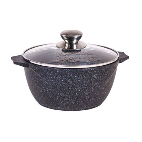 Qazan "Мечта. Гранит" 46701, tutacaqlı, şüşə qapaq ilə, yapışmayan örtük ilə, 6 L, 28 sm — Bakı