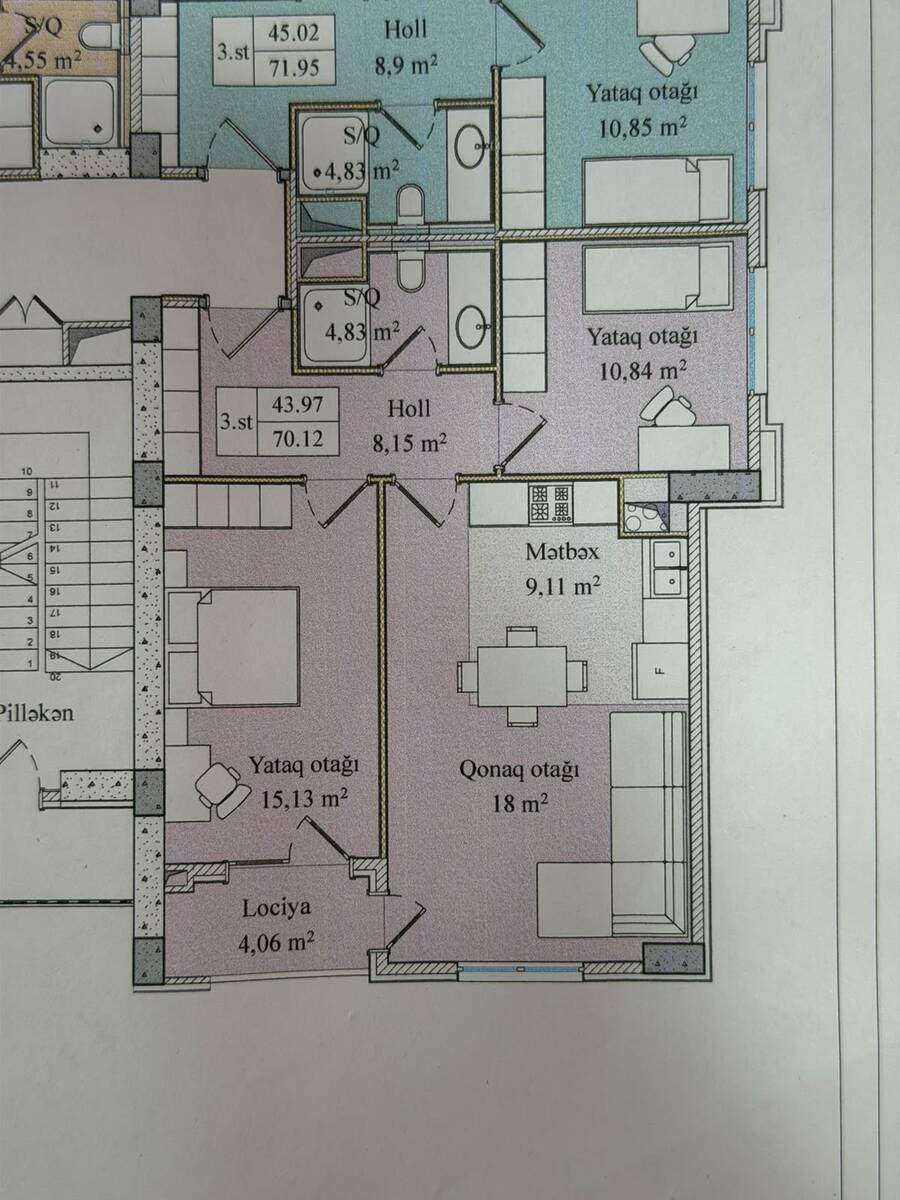 3-otaqlı yeni tikili, Sadıqcan küç., 70.12 m² — Mənzil, Bakı (7)