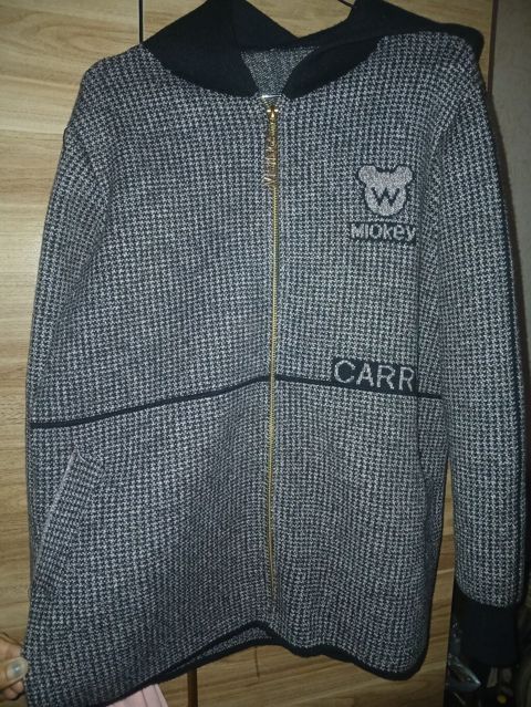 Qadın/yeniyetmə üçün kapüşonlu toxuma jaket/kardiqan - Rəng və naxış — Goranboy