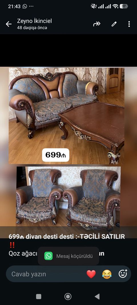 *699₼ divan desti desti Satılır‼ Qoz ağacındandl — Bakı