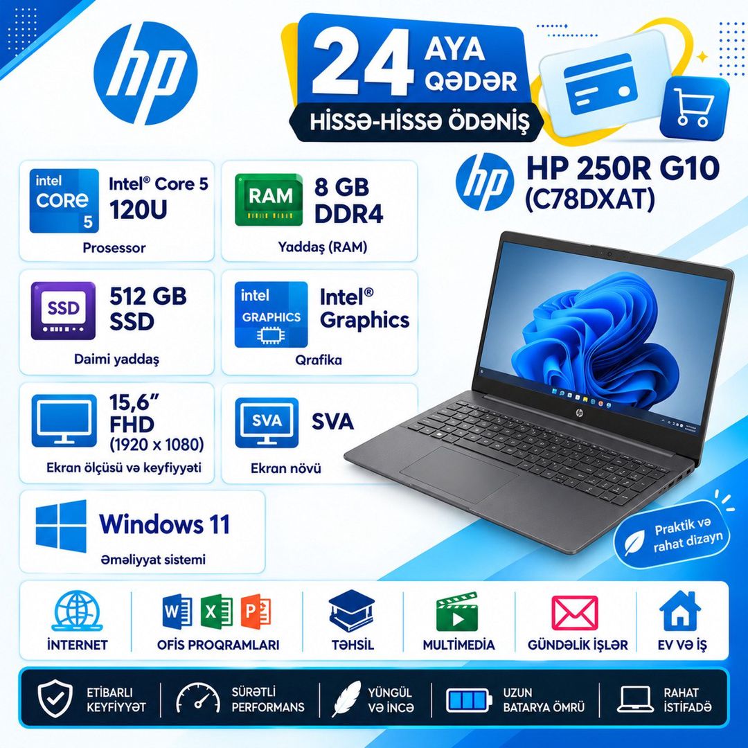 HP 250 G10 8X9C9ES — Noutbuklar, Bakı