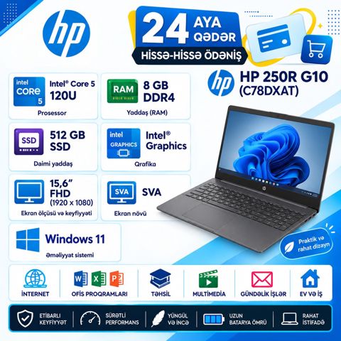 HP 250 G10 8X9C9ES — 1 049 ₼ · Bakı · Noutbuklar HP 250 G10 8X9C9ES — Bakı