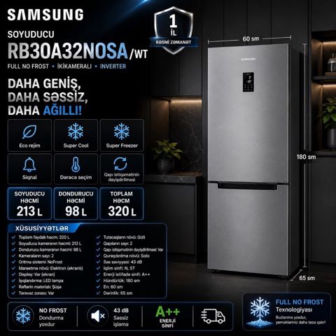 Soyuducu Samsung RB30A32NOSA/WT — Bakı
