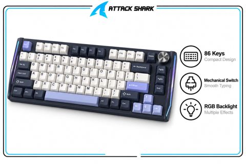 Keyboard Attack Shark K86 Side Carved Moonlit Night — Bakı