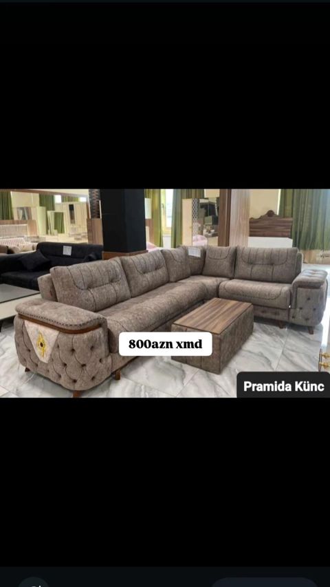 Pramida Künc divan dəsti - Künc L-formalı geniş divan - Rahat, yumşaq — Bakı