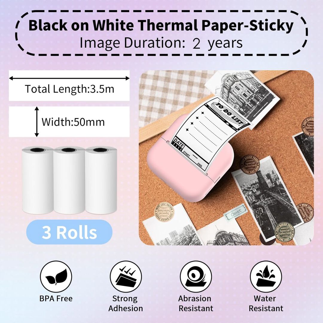 Phomemo Thermal paper roll Q12-RMS2(black on white 50mm*3.5m) — Ofis texnikası və istehlak malları, Bakı