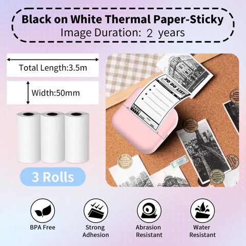 Phomemo Thermal paper roll Q12-RMS2(black on white 50mm*3.5m) — Bakı
