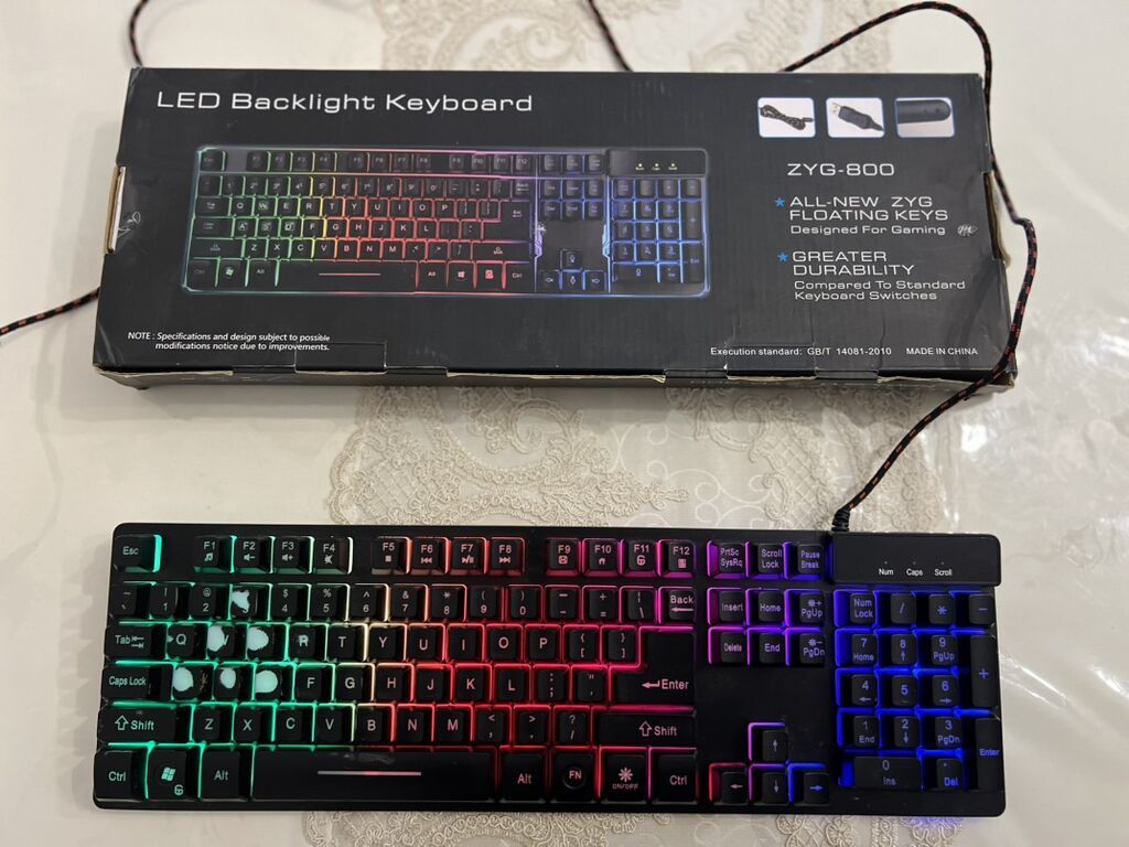 ZYG-800 LED Backlight klaviatura satılır. Vəziyyəti yaxşıdır, çox az — Klaviaturalar və siçanlar, Bakı