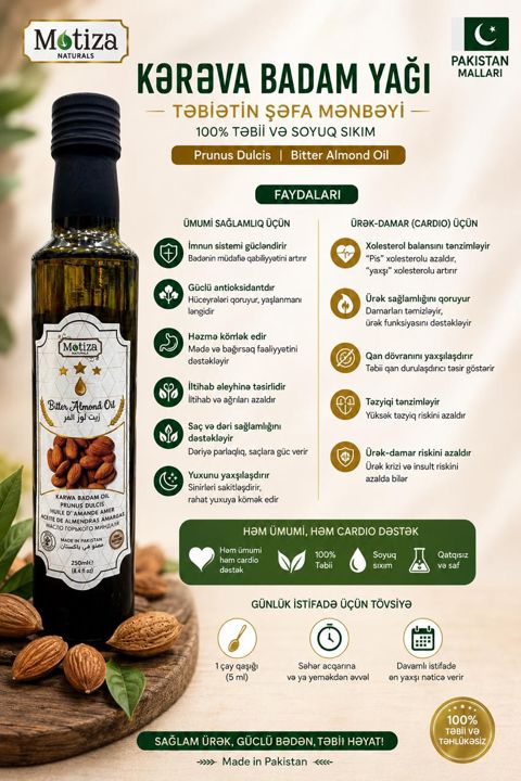 Saç üçün yağ Motiza Natural Bitter Almond 250 ml — Bakı
