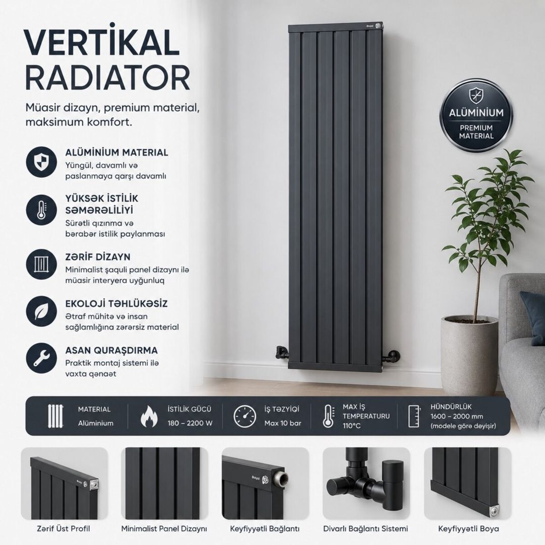 Vertikal radiatorlar — Təmir və inşaat, Bakı (3)