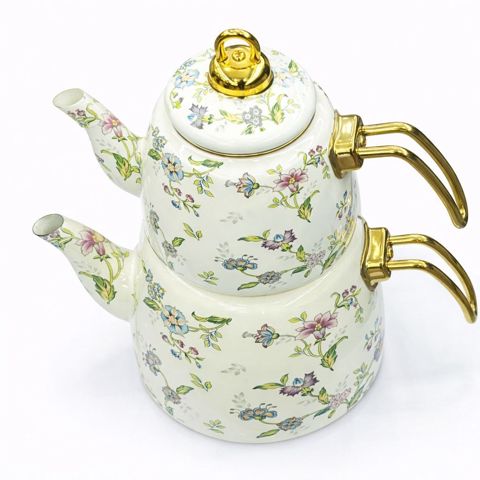 Çaydan dəsti 232349.25, ağ/qızılı, mina, 1000/2200 ml — Bakı