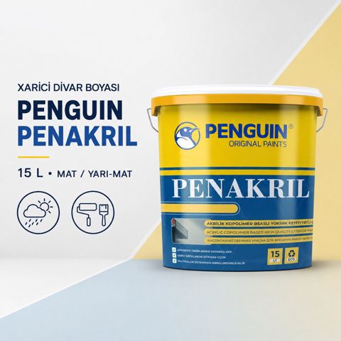 Penguin Penakril xarici divar boyası 15 litr — Bakı