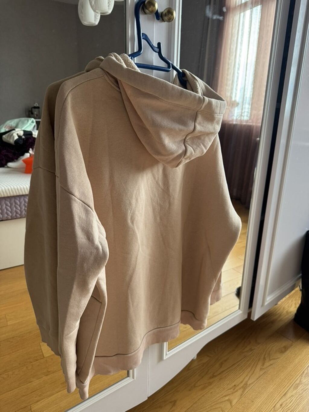 Bej rəngli kapşonlu svitşot - Rahat oversize kəsim - Qalın, yumşaq — Hodie və sviter, Bakı (3)