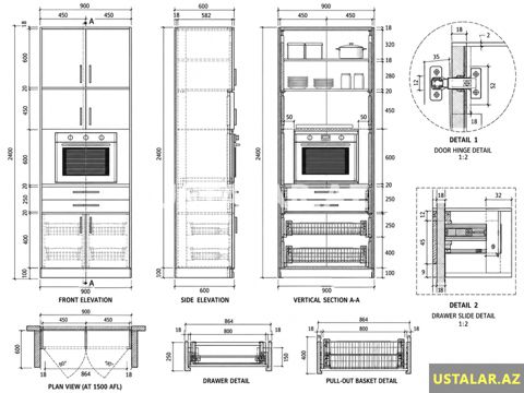 Mebel üçün texniki çertyojların hazırlan — Bakı