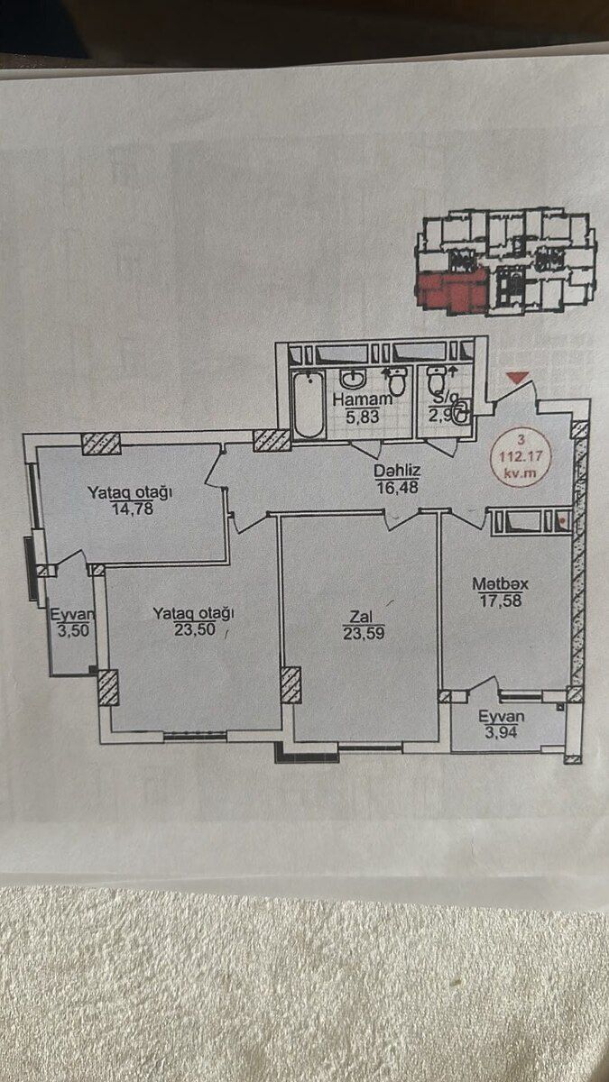 3-otaqlı yeni tikili, Azadlıq m., 112 m² — Mənzil, Bakı (7)